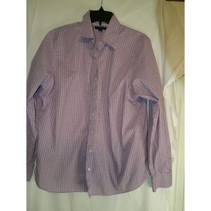 Lands'‎ End Pink & Purple Plaid Button-Down Shirt Checkered Long Sleeve 16W